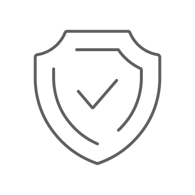 Shield with check mark icon outline.