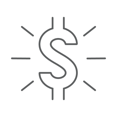 Dollar sign with radiating lines icon.